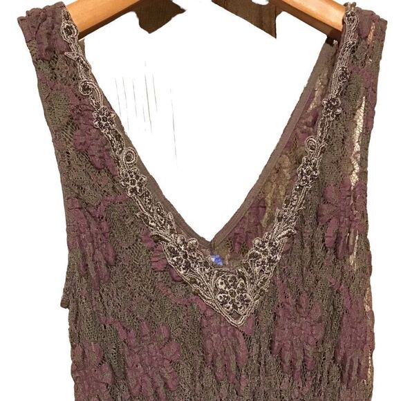 Free People Brown Purple Floral Lace Dress XS - Picture 2 of 10
